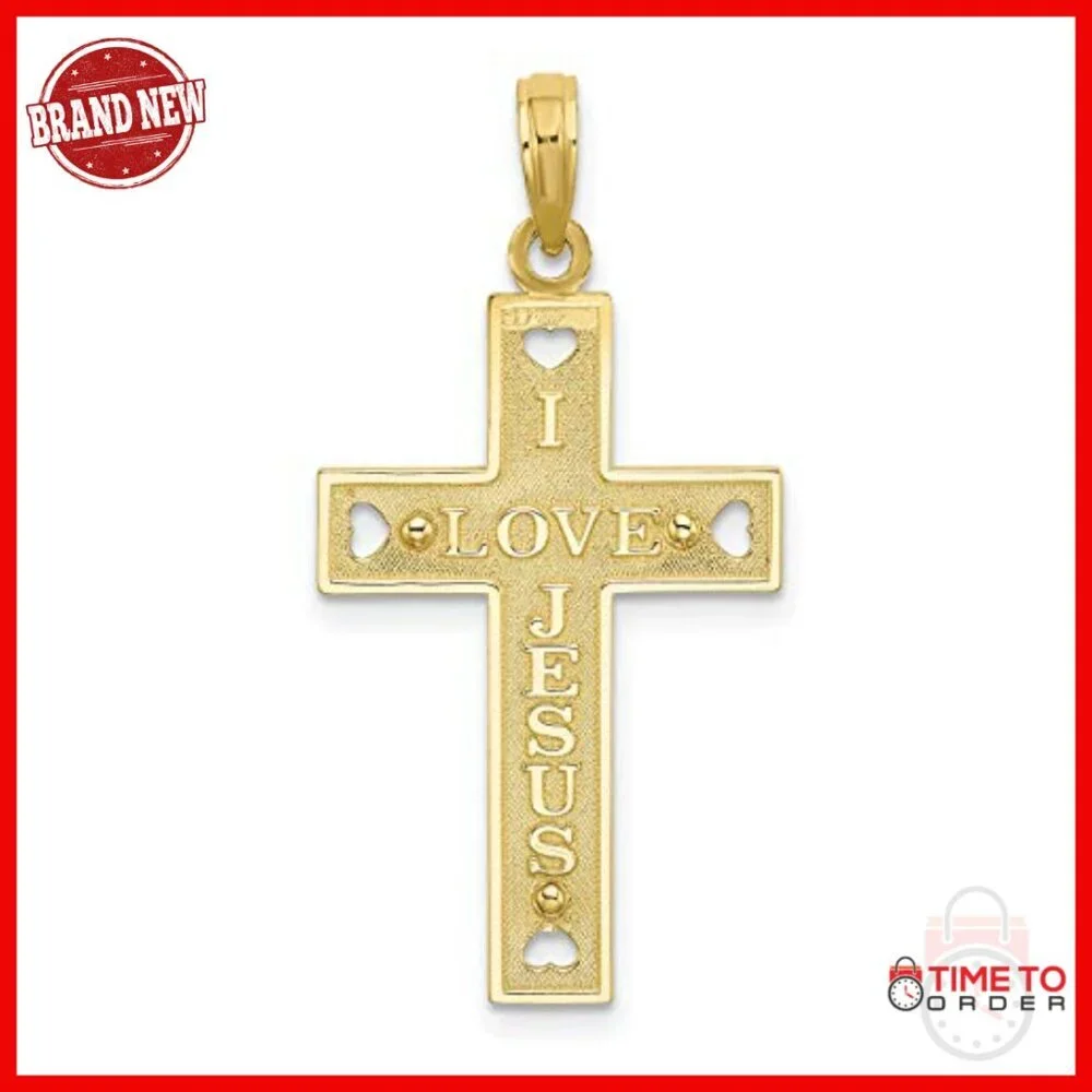 10k Gold Crucifix Pendant Necklace with Jesus Figure, 25mm x 16mm
